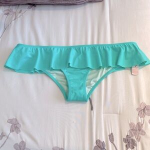 Victoria’s Secret Aqua Ruffled Bikini Bottom Size Small